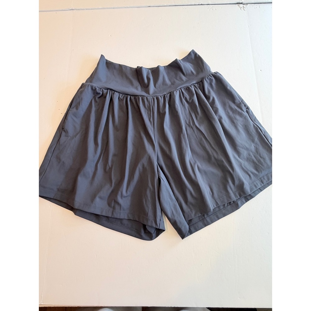 Halara High Waisted Flowy Athletic Shorts Dark Gray 1X Pockets Activewear
